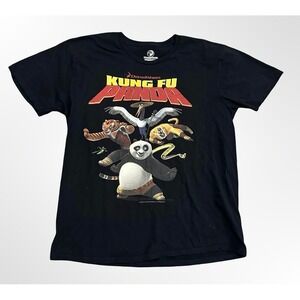 Dreamworks Kung Fu Panda T Shirt Black XL Mens Cartoon Movie Graphic